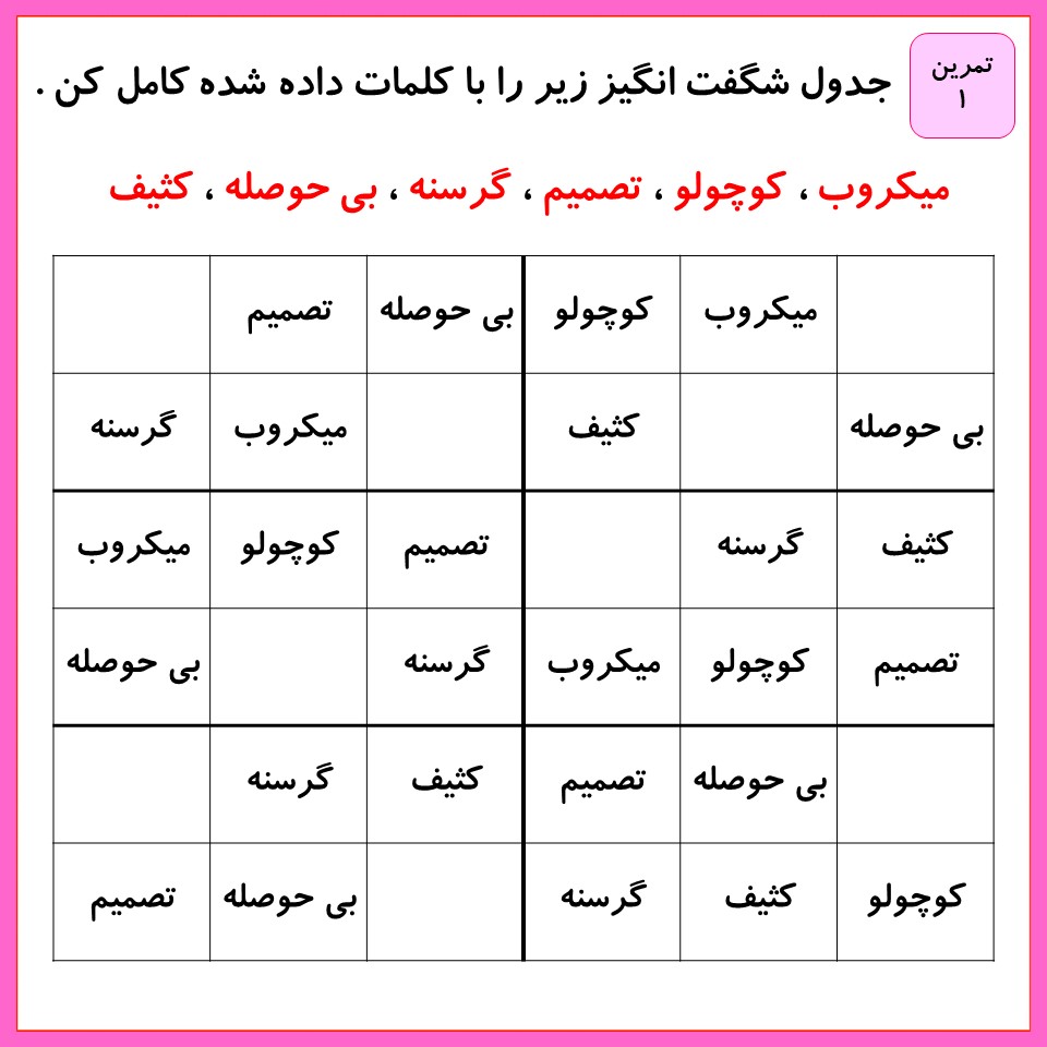 خرس کوچولو تمرین 1
